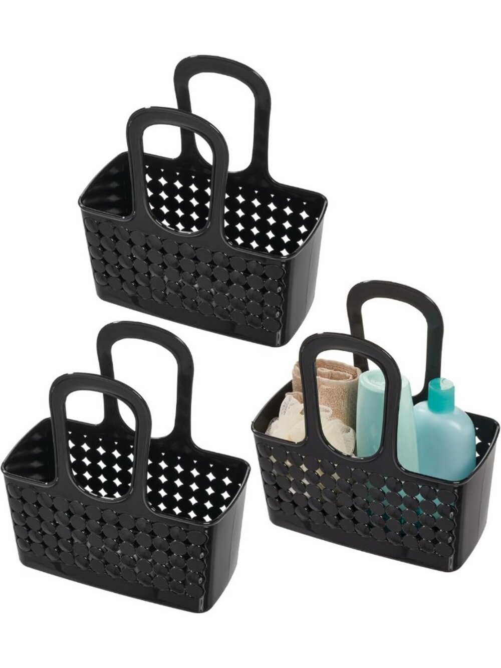 iDesign Portable Shower Tote Caddy, Black, Set of 3